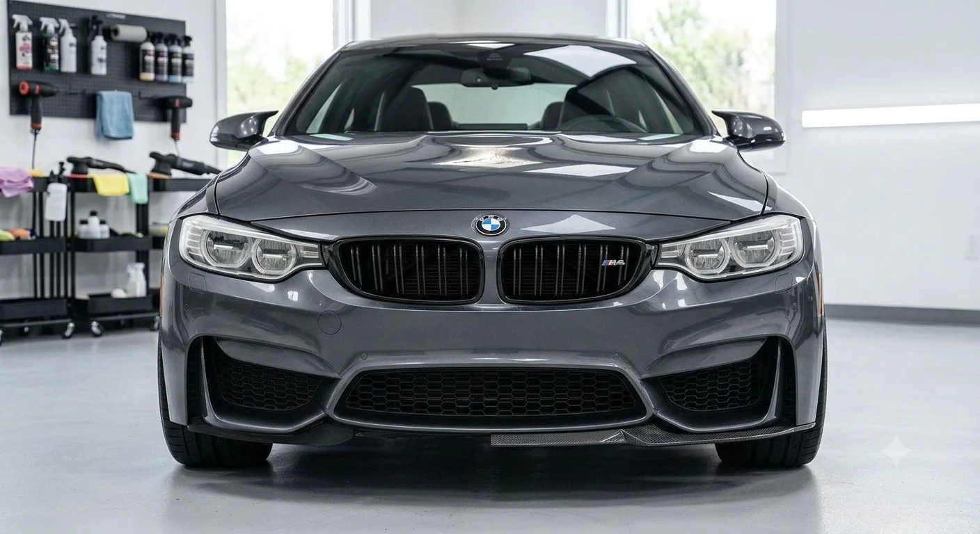 The same BMW spotless and glossy after detailing