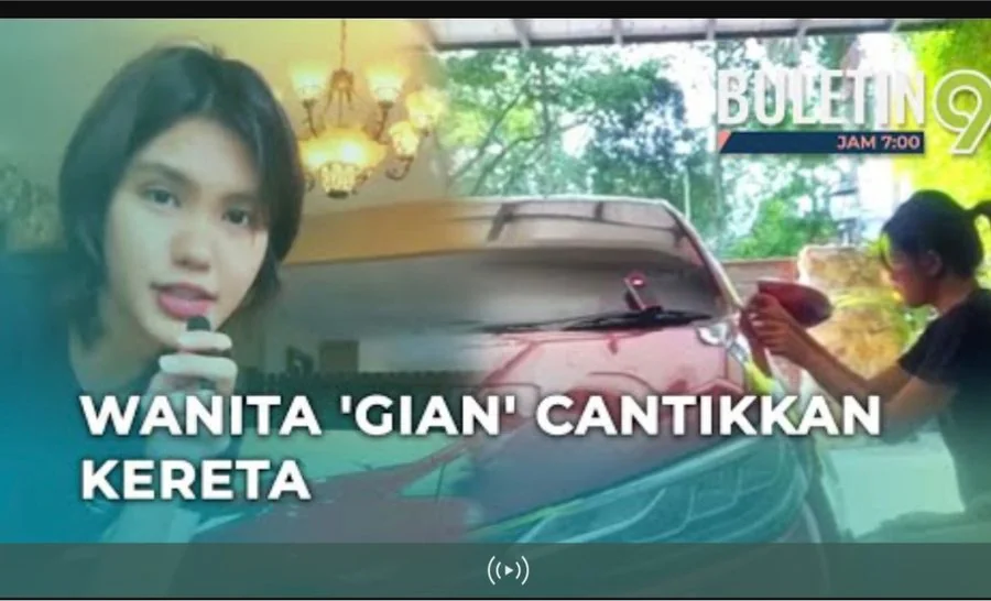 Buletin TV9 segment titled Wanita gian cantikkan kereta